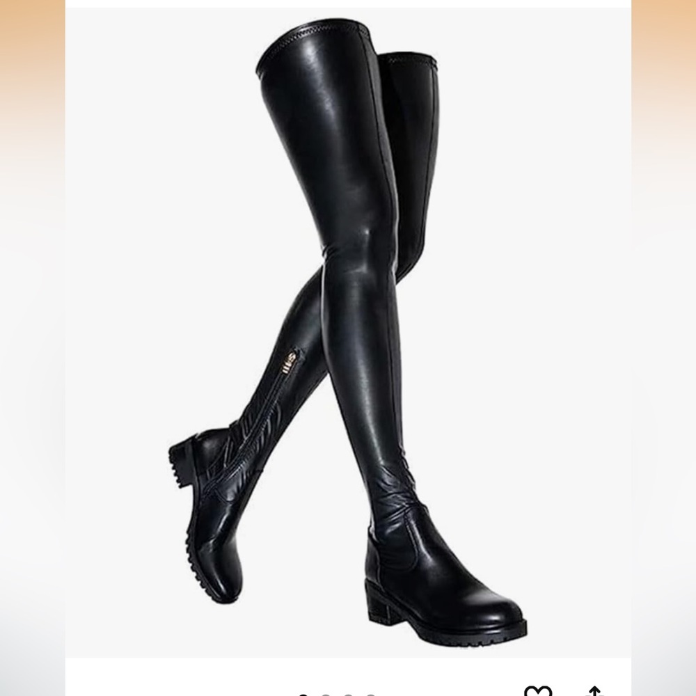 Black Women’s Thigh High Chunky Heel Boots